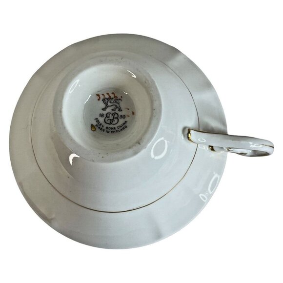 Vintage EB Foley Bone China Tea Cup And Saucer Floral Pink White Flower Gold Rim - Picture 8 of 12